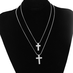 2026 New Simple Niche Design <b>Titanium</b> Steel Cross Pendant Necklace Silver Plated Unisex's Necklaces Wholesale Jewelry Trendy - Product Image 1