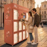 Distributeur automatique de fleurs réfrigéré intelligent 24h/24 et 7j/7 avec contrôle de l'humidité, kiosque de vente de bouquets intelligent pour les centres commerciaux