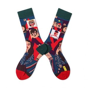 Chaussettes mi-longues personnalisées pour femmes Design original tête française dessin animé pointillé à carreaux coloré personnalisé <span class=keywords><strong>marque</strong></span> de mode - Product Image 6