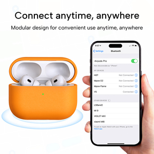 Étui de protection en cuir véritable de luxe pour <span class=keywords><strong>AirPods</strong></span> 4 Pro2 Pro3 Samsung Buds 3Pro, housse de protection intégrale en cuir de vachette fait main - Product Image 2