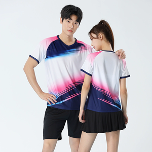 Último Modelo de Camiseta de Bádminton con Estampados Vibrantes, Manga Corta, Unisex, Sublimación Personalizada, Ropa Deportiva Atlética - Product Image 2