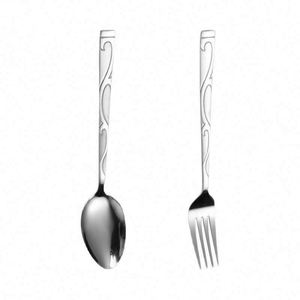 Cuchara y Tenedor de Acero Inoxidable Pulido H010 Dragon Soars para Comida Occidental, Hotel y Restaurante - Product Image 1