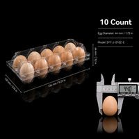Barquette à œufs 10 unités en PET de qualité alimentaire, type coquille, avec structure antichoc pour fermes avicoles, vente au détail et centres d'emballage