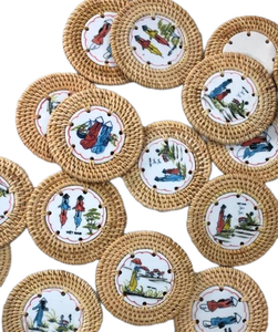 Ensemble de sous-verres classiques faits à la main du Vietnam vaisselle en rotin et osier avec motif de fleurs de bambou pour mariages Occasions spéciales - Product Image 6
