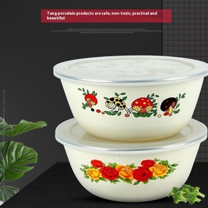 Bol <span class=keywords><strong>en</strong></span> émail classique à l'ancienne grand couvercle de bassin nostalgique pour la cuisine lavabo ménager <span class=keywords><strong>en</strong></span> métal épaissi pour la soupe aux légumes - Product Image 2