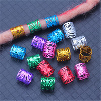 Lingxing 1 sac Anneaux de cheveux et boucles décoratifs pour dreadlocks, style européen et américain, pour femmes, en aluminium coloré tressé motif fleur