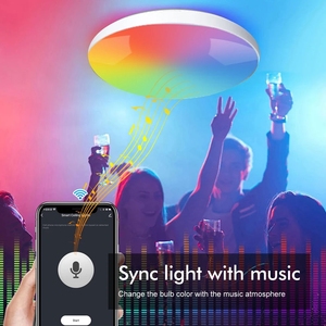 Iluminação de teto inteligente alexa tuya rgbcw, luz de painel de luz ambiente para sala 24w 1600lm, funciona com wi-fi, app, controle de voz, lâmpada de teto - Product Image 4
