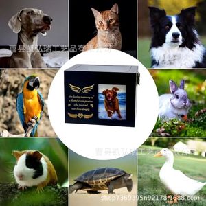 Cross-border wooden pet <b>urn</b> with photo stickers, suitable for home desktops, <b>cat</b> and dog memorial burial boxes, cremation boxes. - Product Image 4