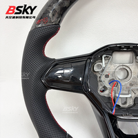 Volant en cuir et fibre de carbone forgée pour Volkswagen Golf 8 GTI R Mk6 Mk7 Mk8 Gtr GTD GTS GTE T-roc Polo B6 B7 B8