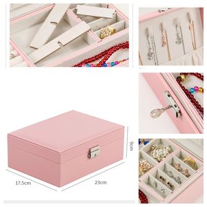 Joyero de viaje de cuero Pu recién llegado, caja de anillo de pulsera de pendiente de lujo, caja de joyería de organización interior extraíble de doble capa - Product Image 3