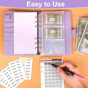 Custom Leather 52 Week Saving Challenge Binder with Envelopes Good-quality Cash Money Organizer for Budget Planner Gift - Product Image 3