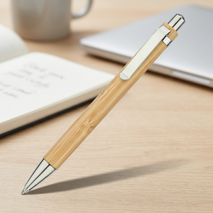 Stylo bille en bambou, instrument d'écriture de bureau écologique, style simple, cadeau promotionnel - Product Image 3