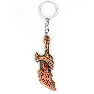 Custom God of War Keychain Kratos Blade of Chaos Keyring Metal Sword Weapon Key Chains Car Bag Key Ring Men Key Holder Jewelry