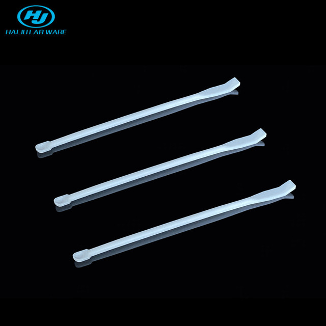 HAIJU LAB 150mm Customized Micro Pull PTFE Medicine Sample Spoon with Spatula Chemical Laboratory Instrument OEM Support