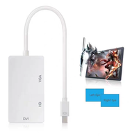 MiniDP ke /VGA/DVI Kabel Patch PVC Berlapis Emas Tiga-dalam-Satu 0,15m untuk Proyeksi Layar TV 4K
