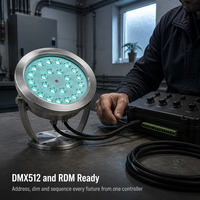 Lampu Air Mancur Bawah Air RGB IP68 Tahan Air Baja Anti Karat Garansi 5 Tahun DMX512/WiFi Daya Tahan 50000 Jam 18-36W
