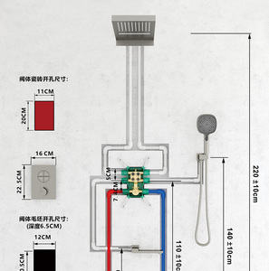 Ensemble de <span class=keywords><strong>douche</strong></span> mural encastré STOTS <span class=keywords><strong>en</strong></span> laiton gris anthracite avec jets de massage intégrés <span class=keywords><strong>et</strong></span> pulvérisation douce pour salle de bain d'hôtel - Product Image 6