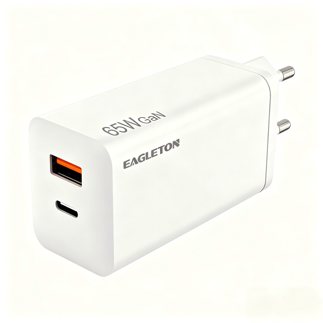 2-in-1 USB-A + Type-C 65W Fast Charger Electric Power Adapter Fast Charging Wall Mounted Charger for Mobile Devices