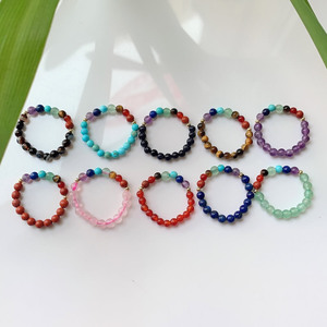แหวนลูกปัดเล็ก ยืดหยุ่น ปรับขนาดได้ 7 จักระ อเมทิสต์ ควอตซ์<span class=keywords><strong>สี</strong></span><span class=keywords><strong>ชมพู</strong></span> แหวนคริสตัลหินธรรมชาติสำหรับผู้หญิง เครื่องประดับบำบัดรักษา งานแต่งงาน - Product Image 4