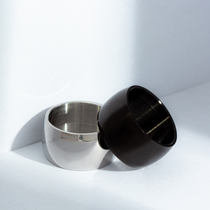 12mm 와이드 링 남성용 고광택 광택 스테인리스 스틸 청키 링 힙합 펑크 문 보석 - Product Image 3