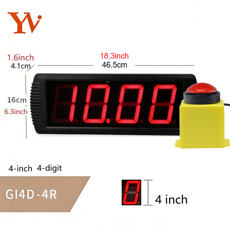 4 pouces 4 chiffres rouge