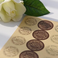 Autocollants adhésifs rétro ronds en papier kraft bicolore pour enveloppes anglaises, à emporter, pour bougies artisanales, cadres photo personnalisables