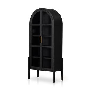 Vitrina de Estilo Francés para Sala de Estar, Librería de Madera Maciza con Puerta de Vidrio Arqueada - Product Image 3