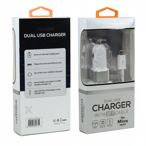 2in1 Car Charger 2.4A Dual Port with 3FT <b>USB</b> to Micro V8V9 <b>Cable</b> for Universal Cell Phone Device Made in China - Product Image 2
