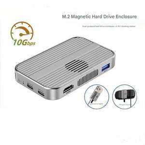 Base de Conexión <span class=keywords><strong>USB</strong></span>-C 6 en 1 de Aluminio WFYEAR, Carcasa Magnética para SSD M.<span class=keywords><strong>2</strong></span> NVMe/SATA, 4K HD, PD 100W, Adaptador Hub <span class=keywords><strong>USB</strong></span> de 10Gbps - Product Image 2