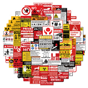 75Pcs New Warning Sign Sicherheits etikett Graffiti Aufkleber für Helm Auto Vinyl Vorsicht Aufkleber - Product Image 2