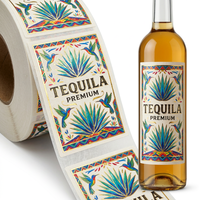 Étiquettes personnalisées découpées sur mesure en rouleau, autocollantes, imperméables, avec logo personnalisé pour l'emballage de bouteilles de liqueur, d'assaisonnements, de boissons à base de noix de coco et de pots en verre