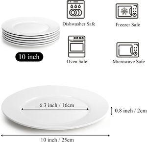 Assiettes plates rondes en porcelaine blanche de 10,5 pouces, prêtes à être expédiées, lot de 20 pièces, en céramique, pour restaurant, mariage, hôtel, fête - Product Image 2