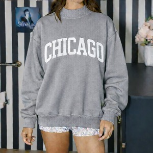 Custom French Terry <b>Drop</b> Shoulder Mock Neck Hoodies Sweatshirts High Quality Cotton Turtleneck Oversized Long Front Women's - Product Image 1