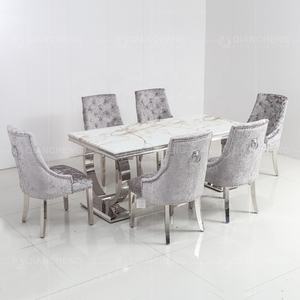 <strong>UK</strong> Style <strong>Velvet</strong> Tufted Fabric Metal Dining <strong>Chair</strong> with Ring Knocker Back Furniture Factory Wholesale Upholstered Dining <strong>Chairs</strong> - Product Image 3