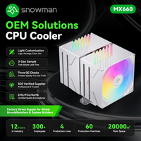 Refroidisseur ARGB noir à double tour avec 6 caloducs en cuivre 250W pour revendeurs de petite taille CE FCC RoHS Support fournisseur Alibaba Gold 4 ans