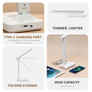 Lampe de bureau USB à intensité variable, lampe de nuit pliable moderne avec corps en ABS, trois couleurs pour la lecture et l'étude, alimentée par batterie - Product Image 4