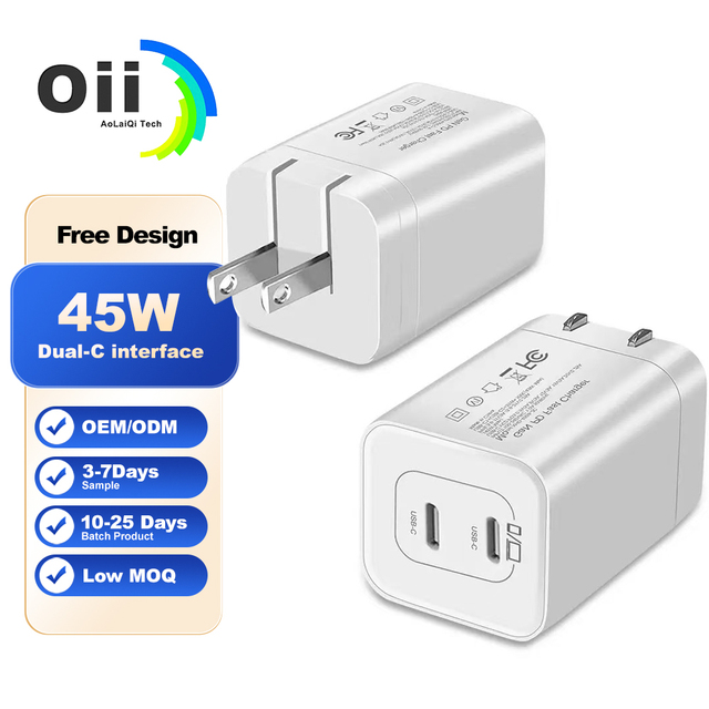 High Quality 45W Gan EU US Type C Foldable Mobile Phone Charger with OVP Protection Super PD Quick Charging Portable Small Size