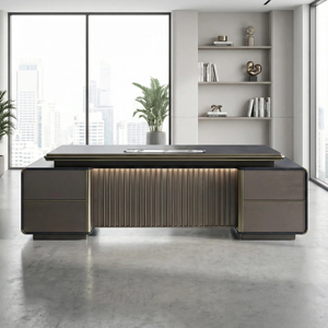 Postazione lavoro ufficio moderna Ceo Executive mobili lusso l a forma di boss scrivanie per camera - Product Image 5