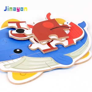 Jinayon de cognitiva Animal rompecabezas juguetes bebé de aprendizaje temprano de los niños bloque de papel rompecabezas - Product Image 2