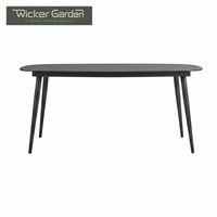 Ensemble de table et chaises de salle à manger d'extérieur moderne avec structure en aluminium et rotin, résistant à l'eau, à la rouille et à la corrosion, pour hôtels et usage extérieur