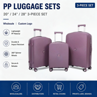 Valise rigide en PP unisexe grande capacité 20 24 28 pouces, fabrication directe d'usine, ensemble de 3 pièces, léger et imperméable