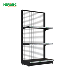 Estantería de Malla Metálica Negra para Supermercado, Estante de Exhibición de 3 Niveles, Estantería Góndola para Tienda de Abarrotes - Product Image 1