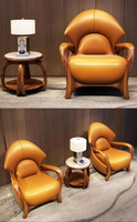 Wujinmu Nouvelle chaise de loisirs de style chinois, chaise individuelle en bois massif et cuir, canapé individuel design, chaise tigre à dossier haut