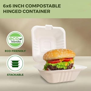 Lot de 50 contenants alimentaires blancs à clapet de 6 x 6 pouces, robustes et carrés, pour plats à emporter - Product Image 4