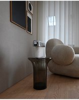 Blanc givré Dia. Ensemble de tables basses trompette gris clair 450*H350mm Dia.350*H400mm, table d'appoint ronde en verre 14'' 18'' 45cm 35cm