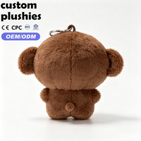Porte-clés en peluche singe marron adorable avec broderie cœur, cadeau pour enfants, vente chaude