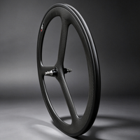 700C Roues de piste en carbone à 3 rayons Roues de vélo à vitesse unique à trois rayons Pneu tubulaire à engrenage fixe