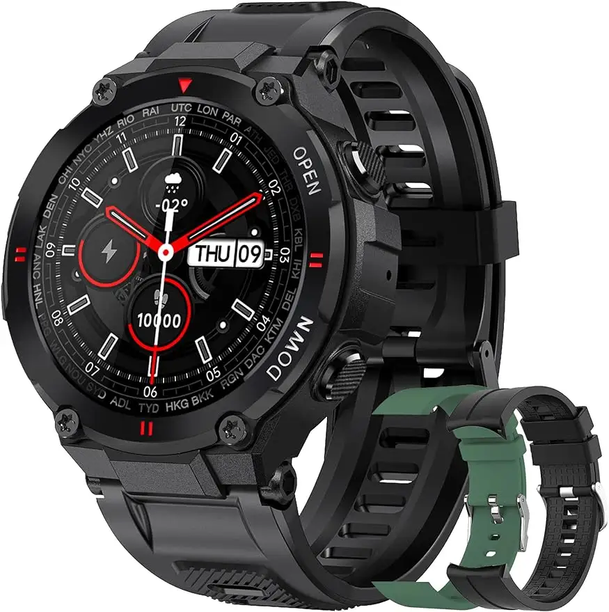 2024 K27 스마트 시계 남성용 야외 방수 전술 Smartwatch 블루투스 통화 스피커 1.3 인치 HD 터치 스크린 시계
