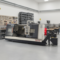 Tour CNC GSK à double broche haute précision, 12/15 stations, robuste, à commande numérique, avec tourelle motorisée, rail rigide et lit incliné, pour usinage de précision