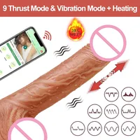 APP Control Automatique Poussée Silicone Gode Sex Toys Pour Femmes Femelle Télescopique Chauffage Pénis Masturbateur Vibrateur